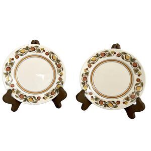 Vtg Franciscan White Stoneware Dessert Plate Pickwick Set of 2 Fruit Pears 6"
